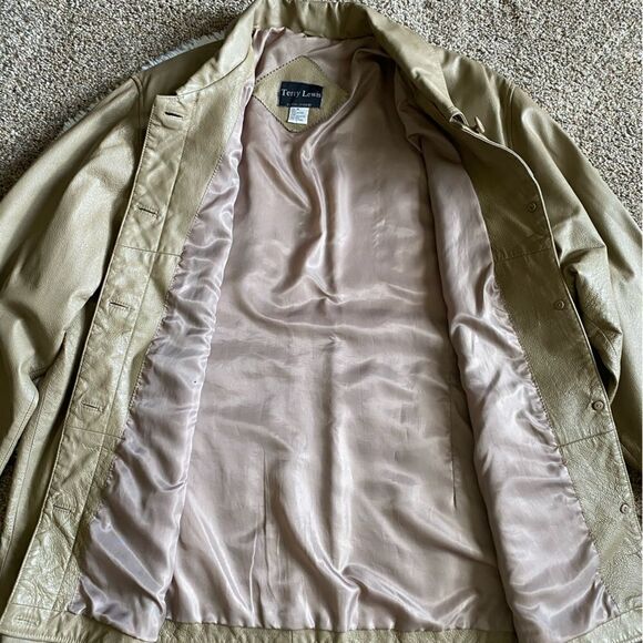 Terry Lewis Leather Coat Tan Button Front Lined Mens Size 3X - Picture 3 of 9